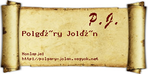 Polgáry Jolán névjegykártya